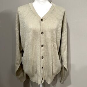 Mens WOODS & Gray Cardigan Sweater Cream Oversized/Relaxed Casual‎ Timeless Cozy